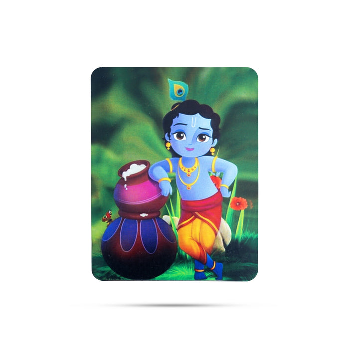 Krishna with Pot Fridge Magnet - 3 x 2 Inches | Photo Magnet/ Single Layer Picture Magnet for Home - Fridge Magnet
