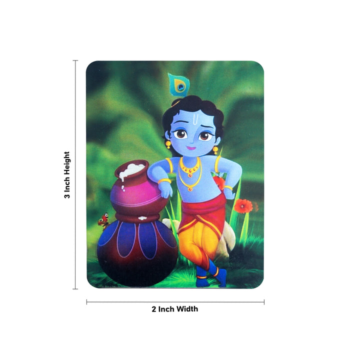 Krishna with Pot Fridge Magnet - 3 x 2 Inches | Photo Magnet/ Single Layer Picture Magnet for Home - Fridge Magnet