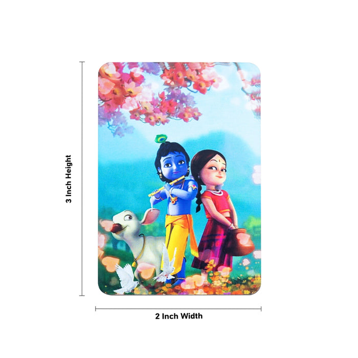 Radha Krishna Cow Fridge Magnet - 3 x 2 Inches | Photo Magnet/ Single Layer Picture Magnet for Home - Fridge Magnet
