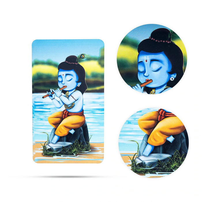 Flute Krishna Fridge Magnet - 3 x 2 Inches | Photo Magnet/ Single Layer Picture Magnet for Home - Fridge Magnet