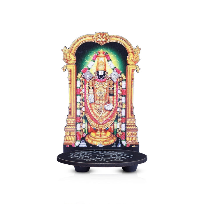 Balaji With Kolam Stand - 5.5 x 3.5 Inches | Deity With Wooden Bajot for Pooja