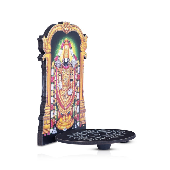 Balaji With Kolam Stand - 5.5 x 3.5 Inches | Deity With Wooden Bajot for Pooja