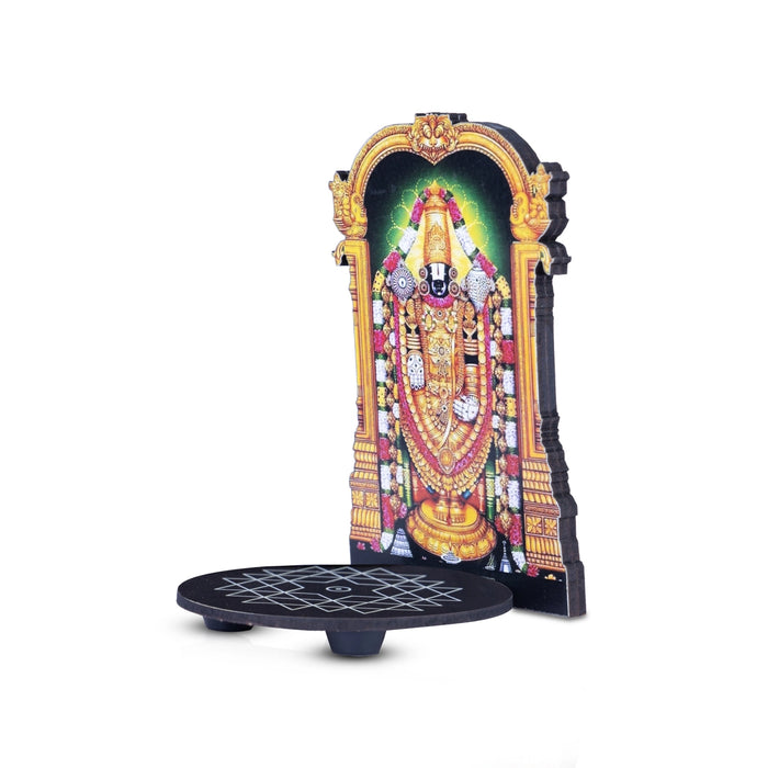 Balaji With Kolam Stand - 5.5 x 3.5 Inches | Deity With Wooden Bajot for Pooja