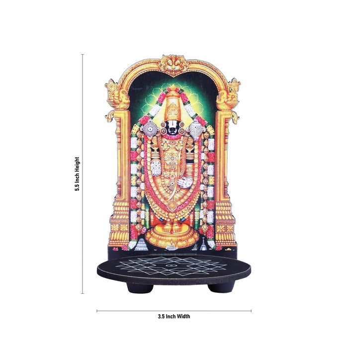 Balaji With Kolam Stand - 5.5 x 3.5 Inches | Deity With Wooden Bajot for Pooja