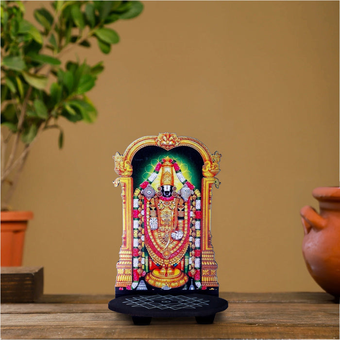 Balaji With Kolam Stand - 5.5 x 3.5 Inches | Deity With Wooden Bajot for Pooja