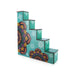 Diya Stand - 13 x 12 x 2.5 Inches | 5 Steps Wooden Stand/ Kolam & Cow Calf Design Lamp Stand for Deepam & Home - Lamp Stands & Accessories