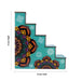 Diya Stand - 13 x 12 x 2.5 Inches | 5 Steps Wooden Stand/ Kolam & Cow Calf Design Lamp Stand for Deepam & Home - Lamp Stands & Accessories