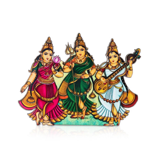 Durga Lakshmi Saraswati Fridge Magnet - 3 x 3.75 Inches | Single Layer Photo Magnet/ Picture Magnet for Home - Fridge Magnet