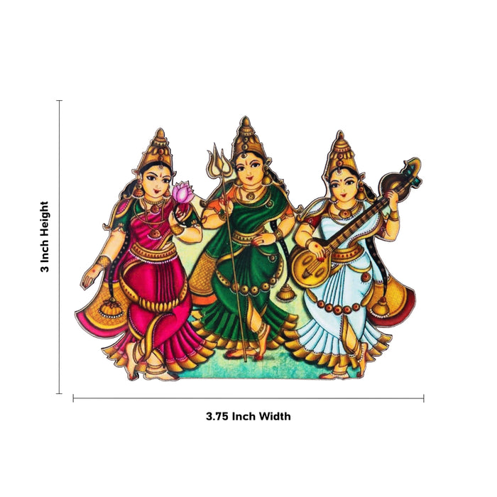 Durga Lakshmi Saraswati Fridge Magnet - 3 x 3.75 Inches | Single Layer Photo Magnet/ Picture Magnet for Home - Fridge Magnet