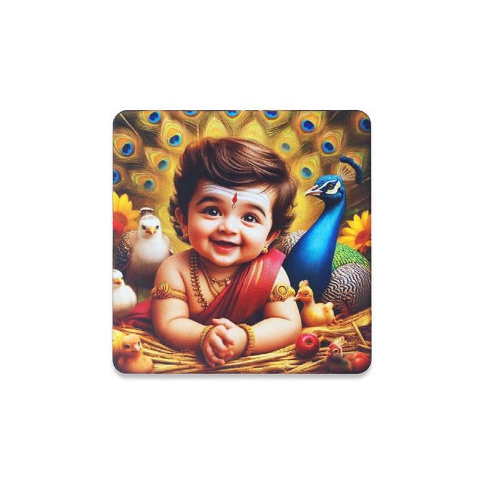 Picture Magnet - 3 x 3 Inches | Baby Murugan Photo Magnet/ Fridge Magnet for Decor