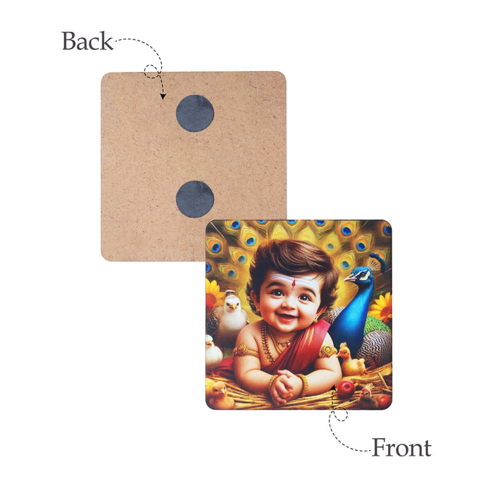 Picture Magnet - 3 x 3 Inches | Baby Murugan Photo Magnet/ Fridge Magnet for Decor