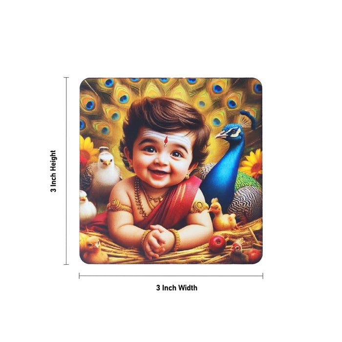 Picture Magnet - 3 x 3 Inches | Baby Murugan Photo Magnet/ Fridge Magnet for Decor