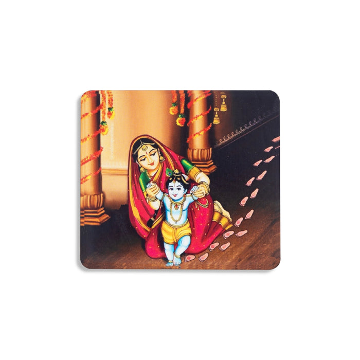 Yasodha with Krishna Murti Design Fridge Magnet - 2.5 x 2.75 Inches | Single Layer Photo Magnet/ Picture Magnet for Home - Fridge Magnet