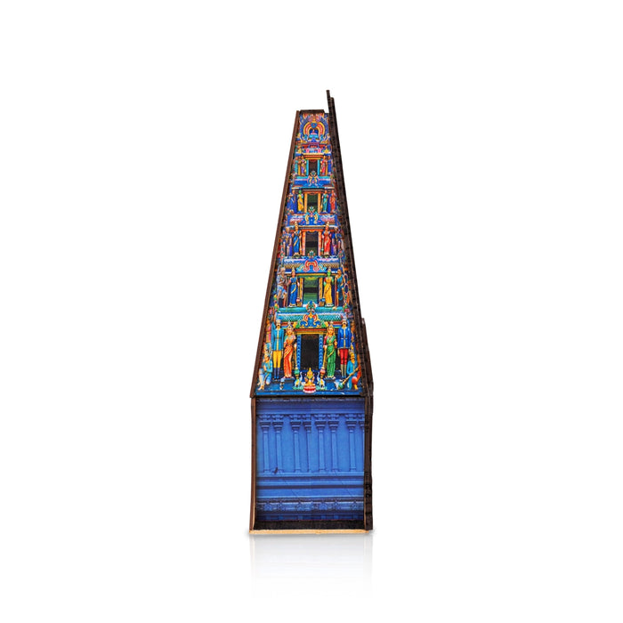 Siva Siva Temple Tower With LED- 11 X 7 Inches | Wooden Table Decor/ Mini Pooja Mandapam For Home Decor - Table Stand Accessories