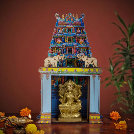 Lakshmi Idol with Temple - 8 x 4.75 Inches | Lakshmi Idol/ Lakshmi Murti Mandir for Pooja - Gift & Home & Decor