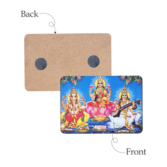 Picture Magnet - 3 x 4 Inches | Ganesha Lakshmi Saraswati Photo Magnet/ Fridge Magnet