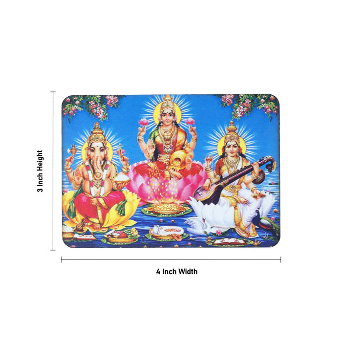 Picture Magnet - 3 x 4 Inches | Ganesha Lakshmi Saraswati Photo Magnet/ Fridge Magnet