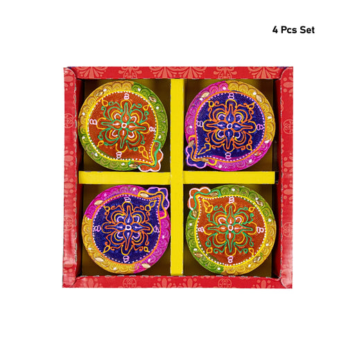 Decorative Karthik Deepam Set - 1 X 3.25 Inches | Clay Agal Vilakku/ 4Pcs/ Kartik Deepam/ Fancy Diya For Home - Karthik Deep