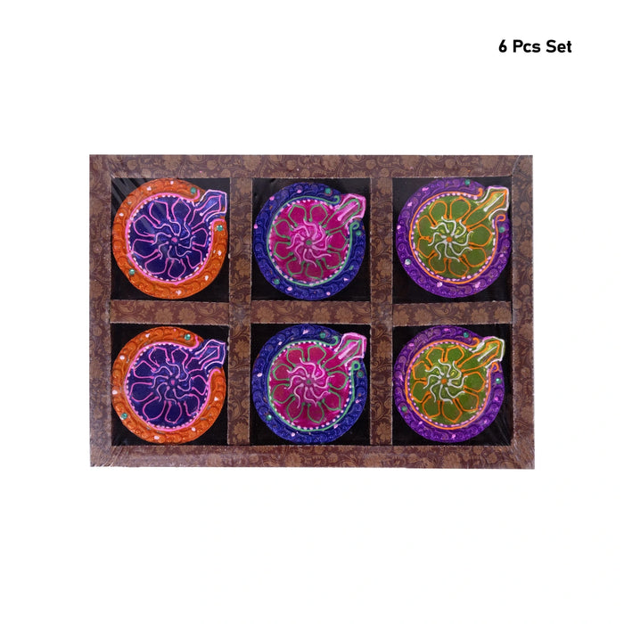 Decorative Karthik Deepam Set - 1 X 2.5 Inches | Clay Agal Vilakku/ 6Pcs/ Kartik Deepam/ Fancy Diya For Home - Karthik Deep