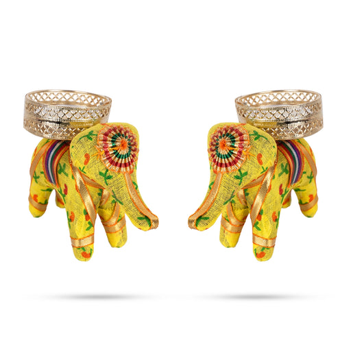 T Light Candle With Elephant Design Tea Light Candle Holder Pair - 3 x 3.5 Inches | 2 Pcs/ Tea Light Lamp for Home - Candles