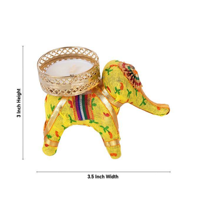 T Light Candle With Elephant Design Tea Light Candle Holder Pair - 3 x 3.5 Inches | 2 Pcs/ Tea Light Lamp for Home - Candles