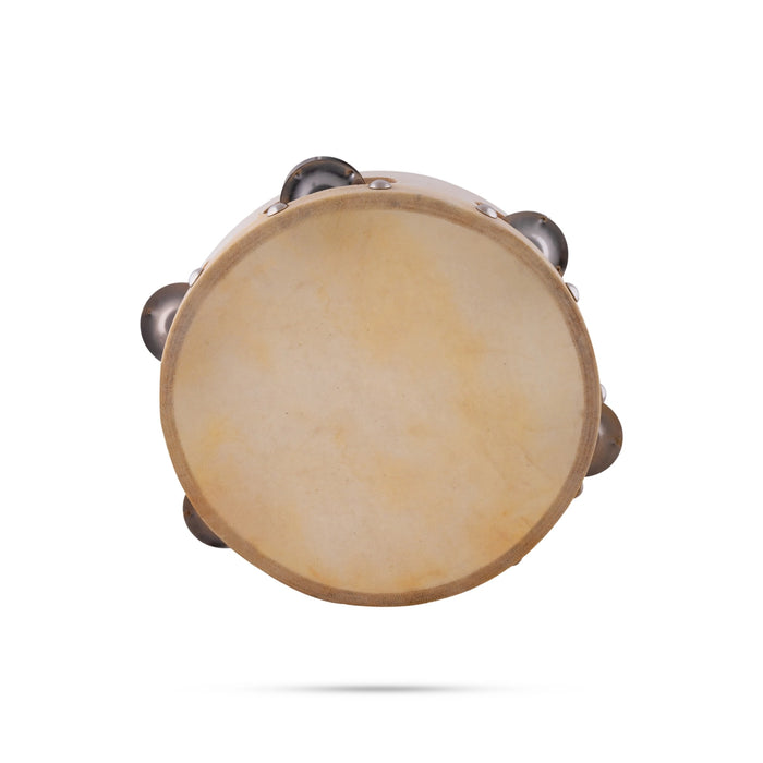 Musical Tambourine - 2 x 8 Inches | Wooden Kanjira Instrument/ Percussion Instrument for Bhajan