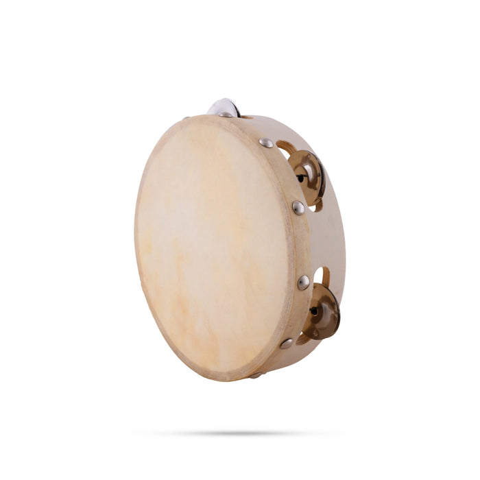 Musical Tambourine - 2 x 8 Inches | Wooden Kanjira Instrument/ Percussion Instrument for Bhajan