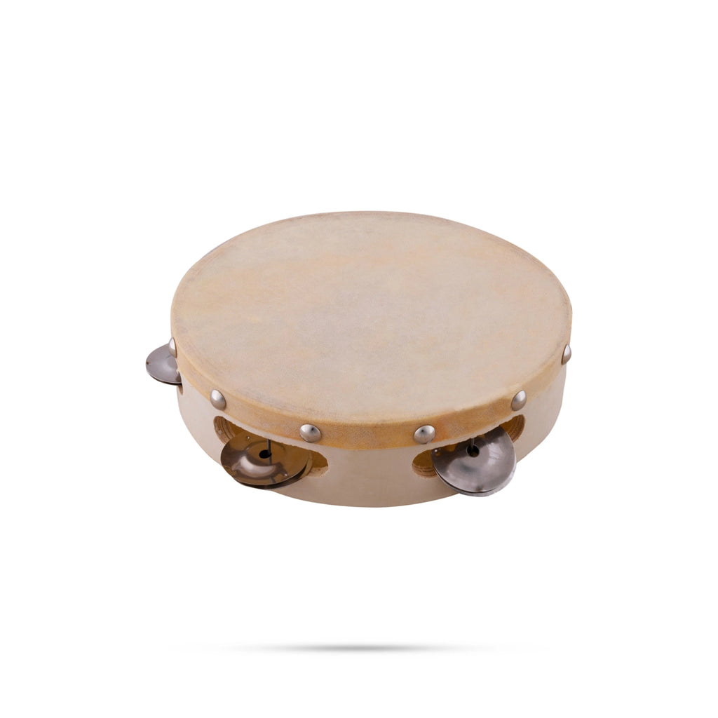 Musical Tambourine - 2 x 8 Inches | Wooden Kanjira Instrument/ Percussion Instrument for Bhajan