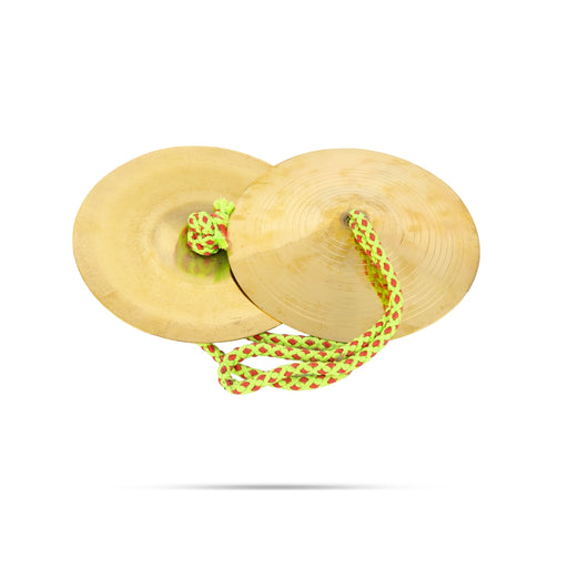 Brass Manjira Taal Pair - 7.5 Inches | Hand Cymbals/ Jalra Musical Instrument For Bhajan And Kirtan - Music Instruments