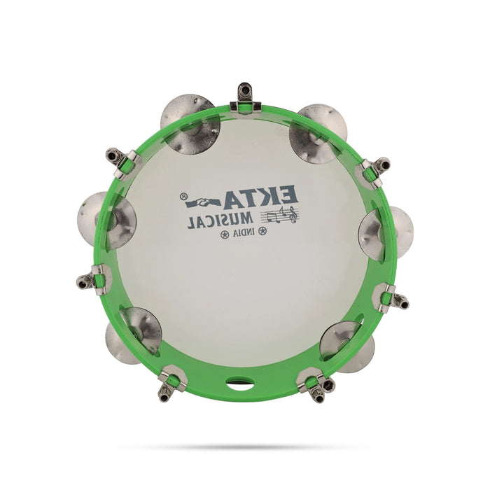 Musical Tambourine Ring With Head - 8 Inches | Fiber Kanjira Instrument/ Percussion Instrument For Bhajan - Percussion Instruments