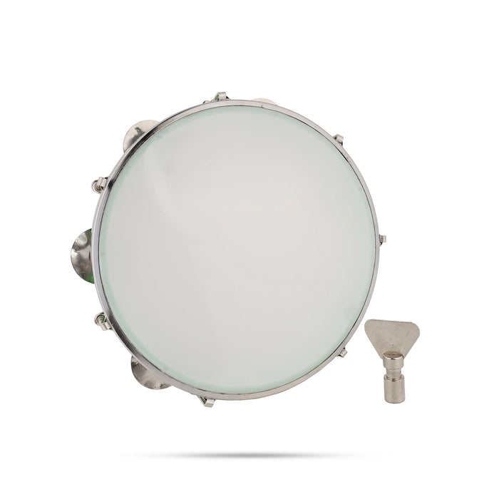 Musical Tambourine Ring With Head - 8 Inches | Fiber Kanjira Instrument/ Percussion Instrument For Bhajan - Percussion Instruments