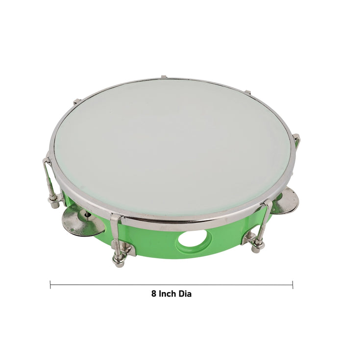 Musical Tambourine Ring With Head - 8 Inches | Fiber Kanjira Instrument/ Percussion Instrument For Bhajan - Percussion Instruments