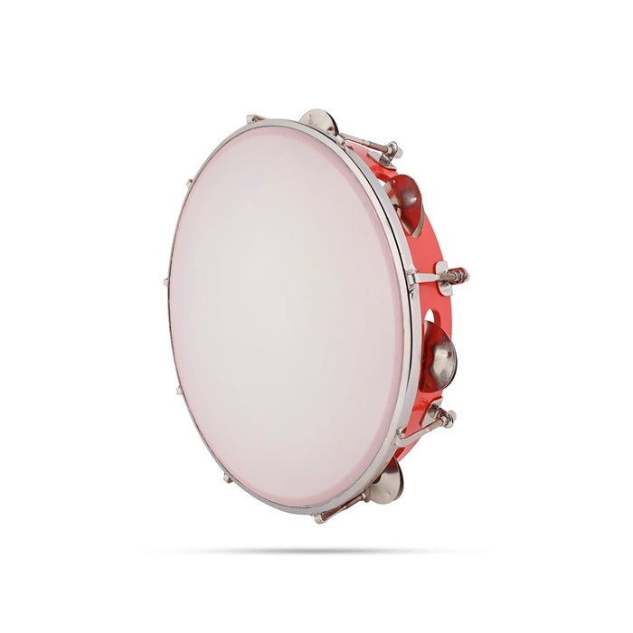 Musical Tambourine Ring With Head - 10 Inches | Fiber Kanjira Instrument/ Percussion Instrument For Bhajan - Percussion Instruments