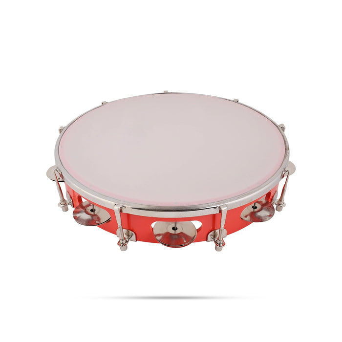 Musical Tambourine Ring With Head - 10 Inches | Fiber Kanjira Instrument/ Percussion Instrument For Bhajan - Percussion Instruments