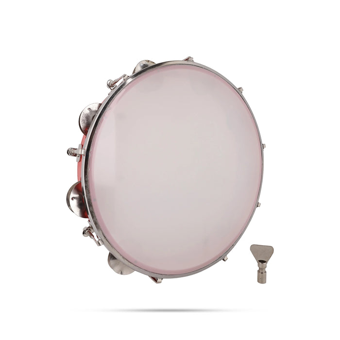 Musical Tambourine Ring With Head - 10 Inches | Fiber Kanjira Instrument/ Percussion Instrument For Bhajan - Percussion Instruments