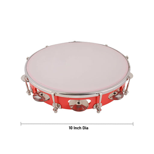 Musical Tambourine Ring With Head - 10 Inches | Fiber Kanjira Instrument/ Percussion Instrument For Bhajan - Percussion Instruments