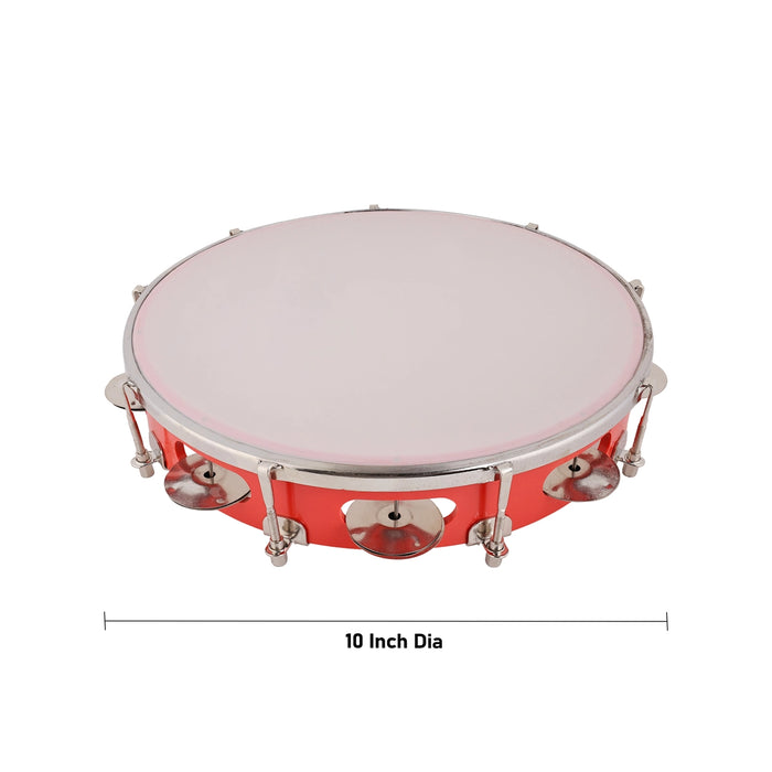 Musical Tambourine Ring With Head - 10 Inches | Fiber Kanjira Instrument/ Percussion Instrument For Bhajan - Percussion Instruments