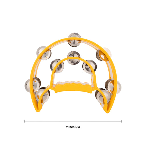 Moon Shape Musical Tambourine Without Head- 9 Inch | Fiber Kanjira Instrument/Percussion Instrument For Bhajan - Percussion Instruments