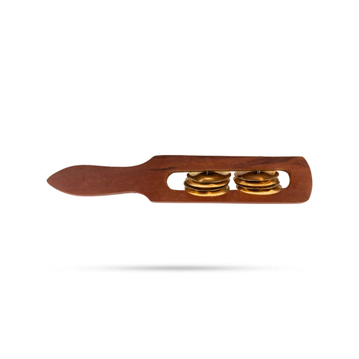 Wooden Khartal With 8 Brass Jingles - 9 Inches | Hatheli Musical Instrument/ Hand Cymbals For Music Practice - Music Instruments