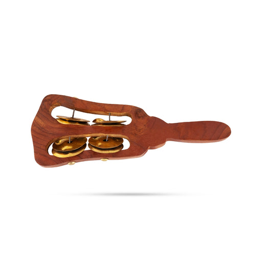 Wooden Khartal With 8 Brass Jingles - 8.5 Inches | Hatheli Musical Instrument/ Hand Cymbals For Music Practice - Music Instruments