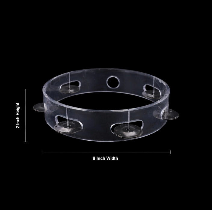 Musical Tambourine - 2 x 8 Inches | Transparent Ring Kanjira/ Hand Percussion Instrument For Bhajan