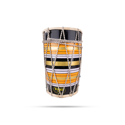 Dholak With Rope And Ring - 12.5 Inches | Wooden Hand Drum/ Music Instrument For Practice And Devotional Music - Percussion Instruments