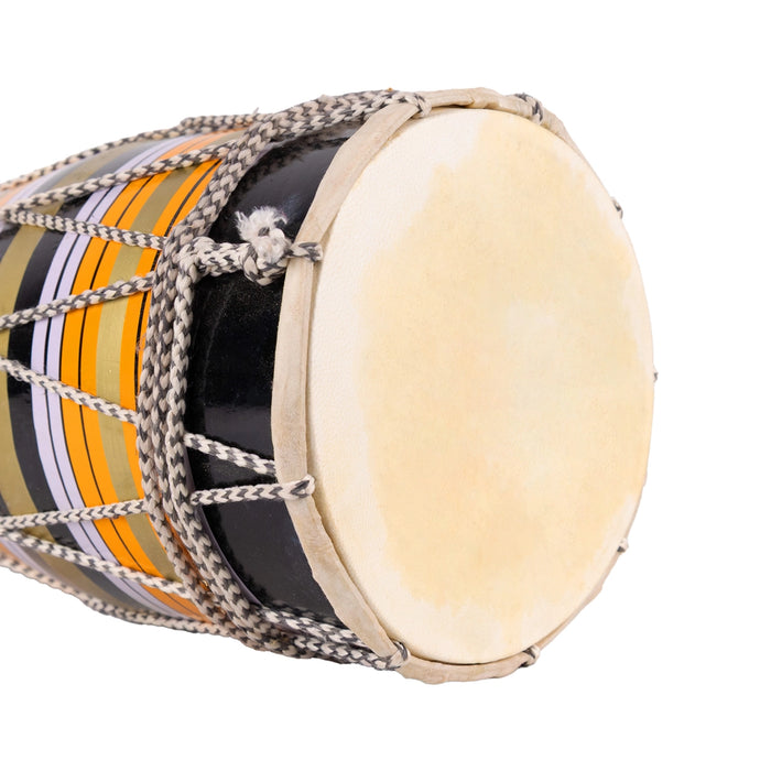 Dholak With Rope And Ring - 12.5 Inches | Wooden Hand Drum/ Music Instrument For Practice And Devotional Music - Percussion Instruments