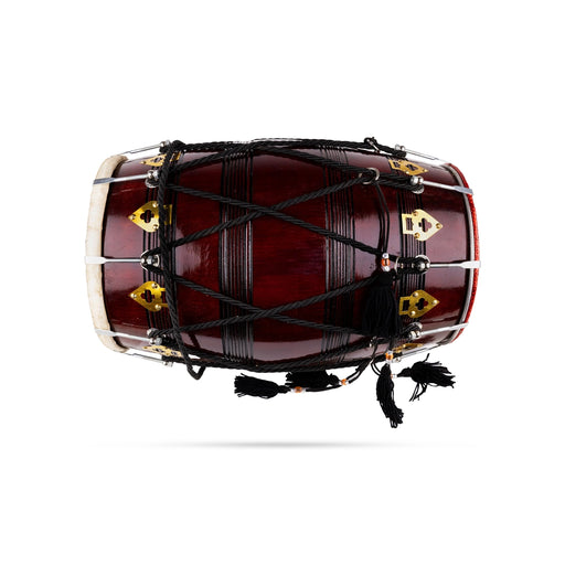 Punjabi Model Dhol Instrument - 24.5 X 13 Inches | Wooden Hand Drum/ Music Instrument For Folk Dance - Percussion Instruments