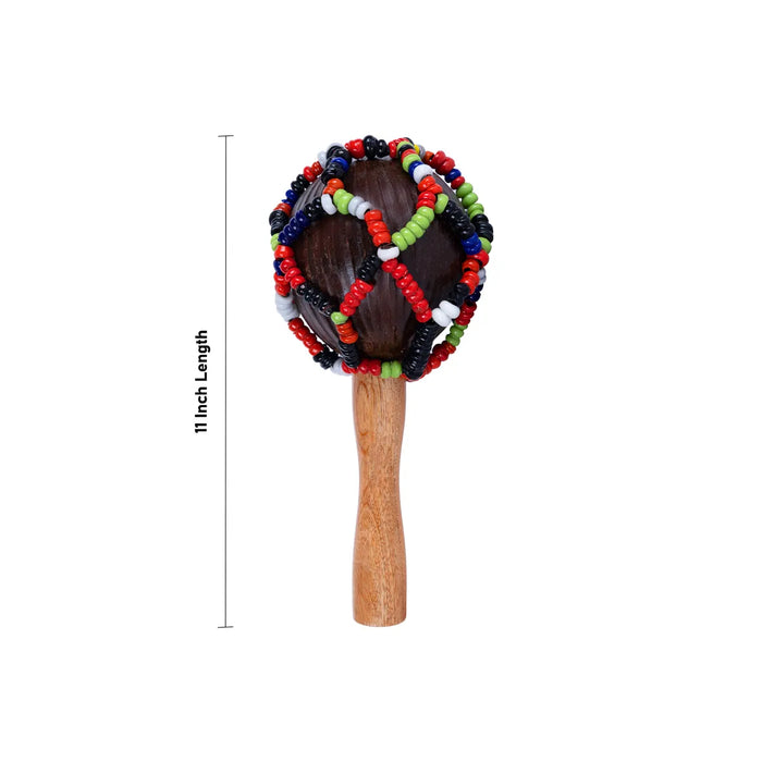 Cabasa with Big Pearls – 11 Inch | Bead Shaker / Traditional Hand Percussion Instrument for Folk Music & Bhajans