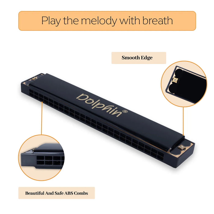 Dolphin Mouth Organ – 7.5 Inch | Beginner Friendly Harmonica / Musical Instrument for Kids & Adults