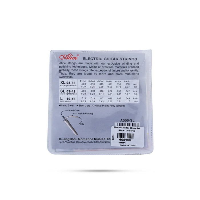 Alice Electric Guitar String Set | Coloured Strings / Durable Electric Strings / Clear Sound Guitar String Set