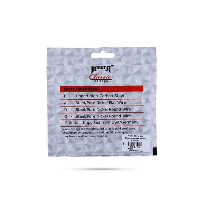 Karuna Electrometal Violin String Set | 4/4 Violin Strings / Coloured Strings / Musical Accessories for for Deep Resonance