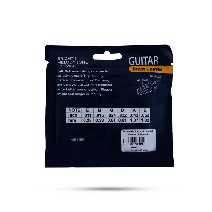 Acoustic Guitar String Set | Karuna Brand / Coloured Guitar Strings / Brass-Coated Musical Strings