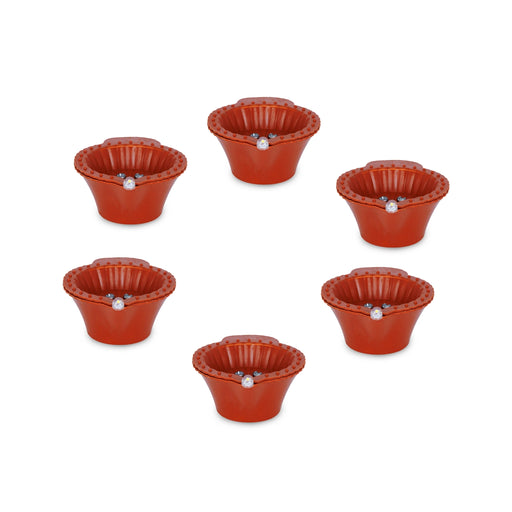 Led Water Sensor Diya Set - 1 x 2 Inches | 6 Pcs/ Water Led Diya/ Water Led Sensor Diya for Home Decor - Decorative Lamp